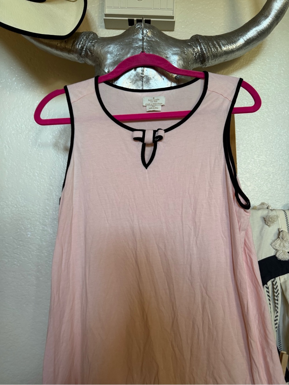 kate spade Pink Nightgown with Black Trim and Keyhole - Picture 3 of 8